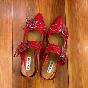 Steve Madden Red Studded Flats